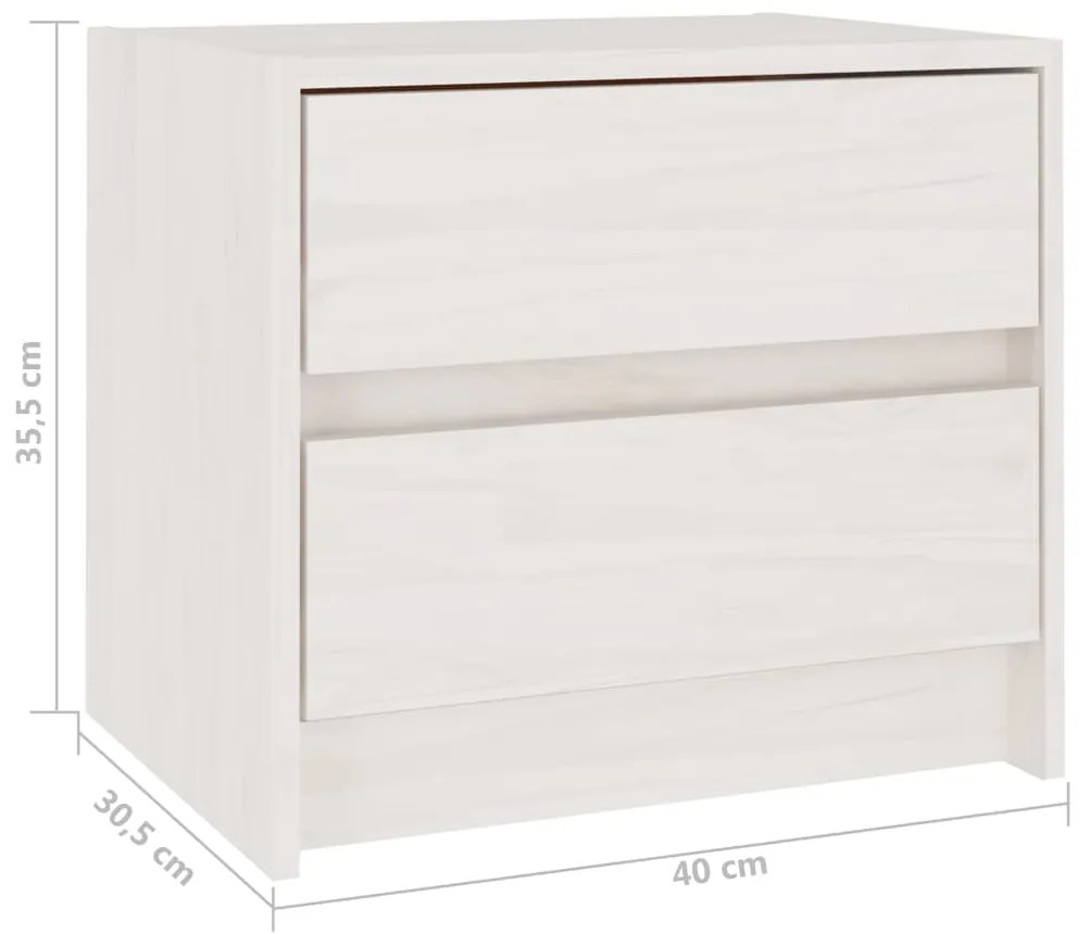 Noptiera, alb, 40x30,5x35,5 cm, lemn masiv de pin 1, Alb