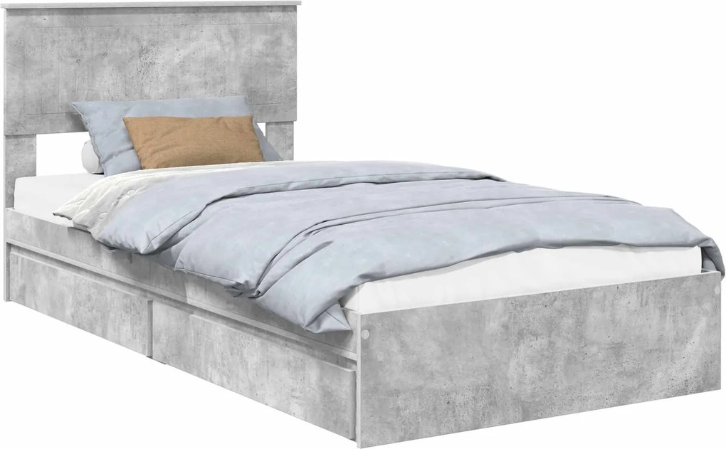 vidaXL Pat cu storage Gri din beton 100 x 200 cm Lemn compozit