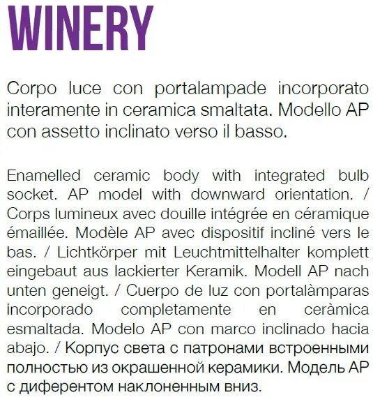 Aplica moderna din ceramica smaltuita WINERY AP1 NERO 180304