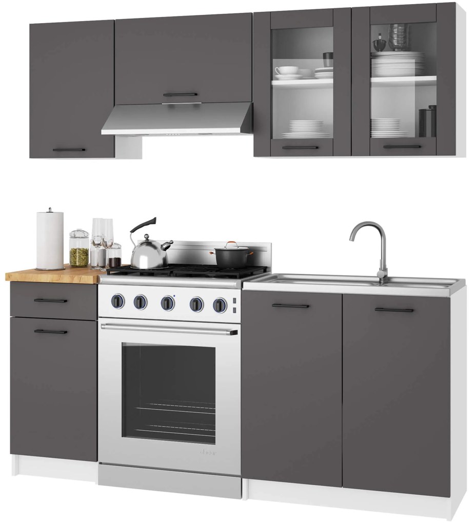 Vitrină de bucătărie superioară Organo 580 (alb + grafit). Promo -17%. 1117518