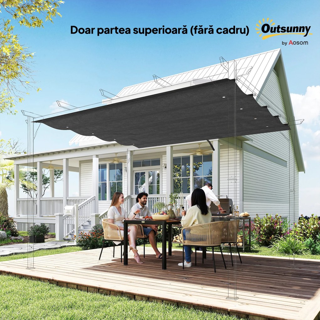 Outsunny Copertină Retractabilă UV30+ pentru Pergolă 3x2.15m Protecție Solară Gri Închis | Aosom Romania