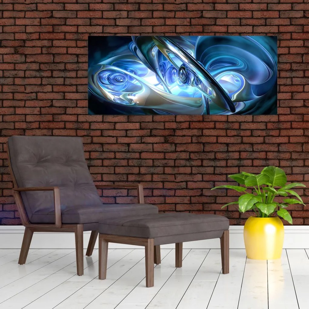 Tabloul fractalilor în albastru (120x50 cm)