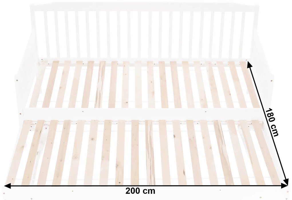 Pat extensibil pentru copii 90 cm Pazzan (alb) (cu somieră). 1034667