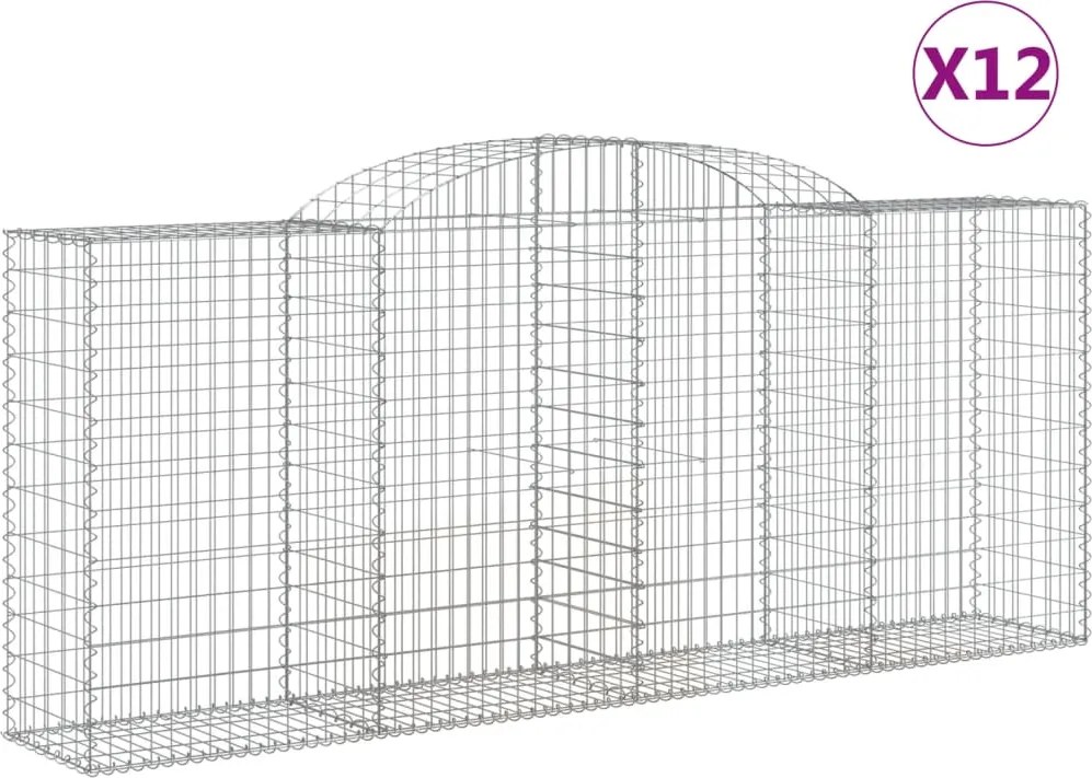 vidaXL Coșuri gabion arcuite 12 buc. 300x50x120/140 cm fier galvanizat
