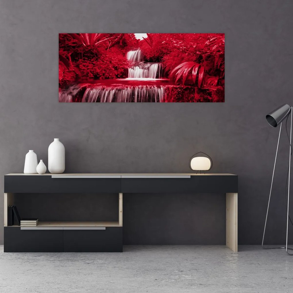 Tablou - Cascade indoneziene în roșu (120x50 cm)
