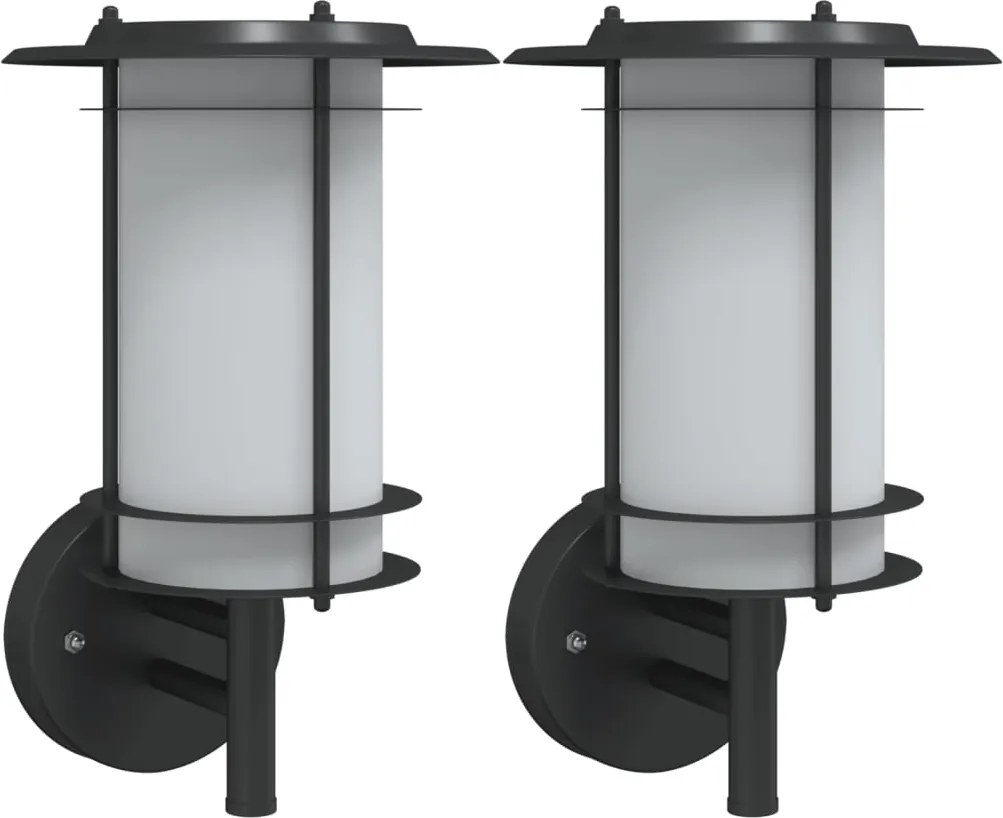 vidaXL Corpuri de iluminat exterior de perete 2 buc argintiu oțel inox