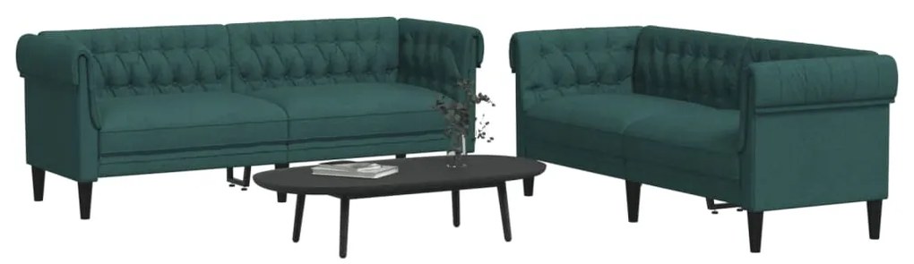 vidaXL Set canapele, 2 piese, verde închis, material textil