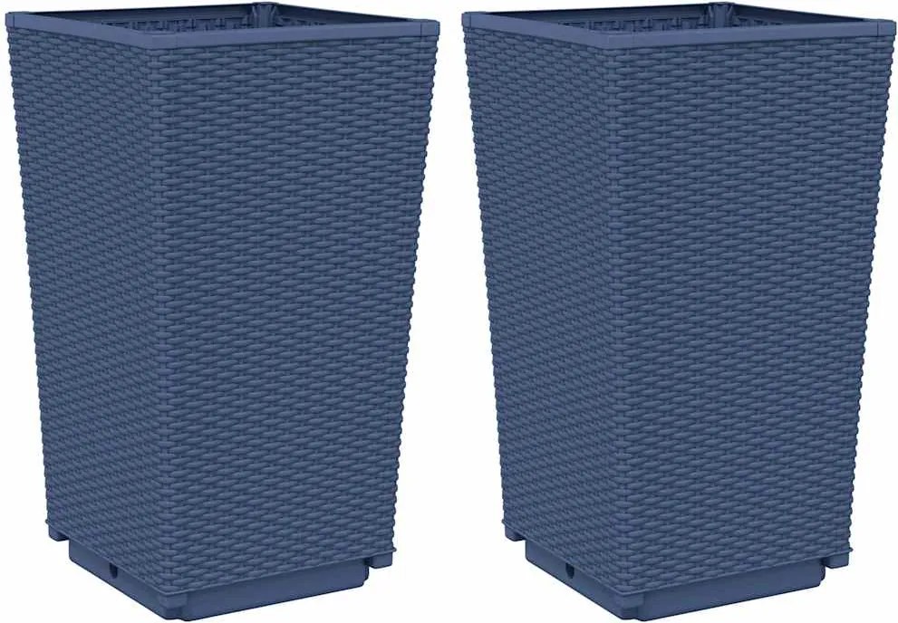 vidaXL Jardiniere de grădină, 2 buc., albastru gri, 32,5x32,5x57 cm, PP