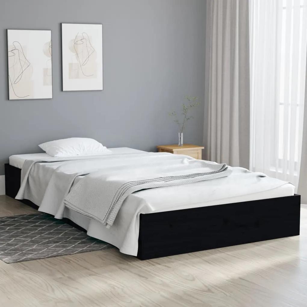 820056 vidaXL Cadru de pat, negru, 100x200 cm, lemn masiv