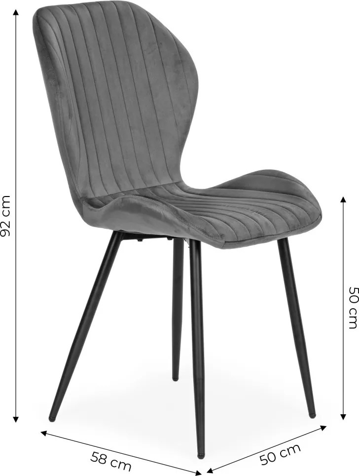 Set de 4 scaune din piele de căprioară gri scaun