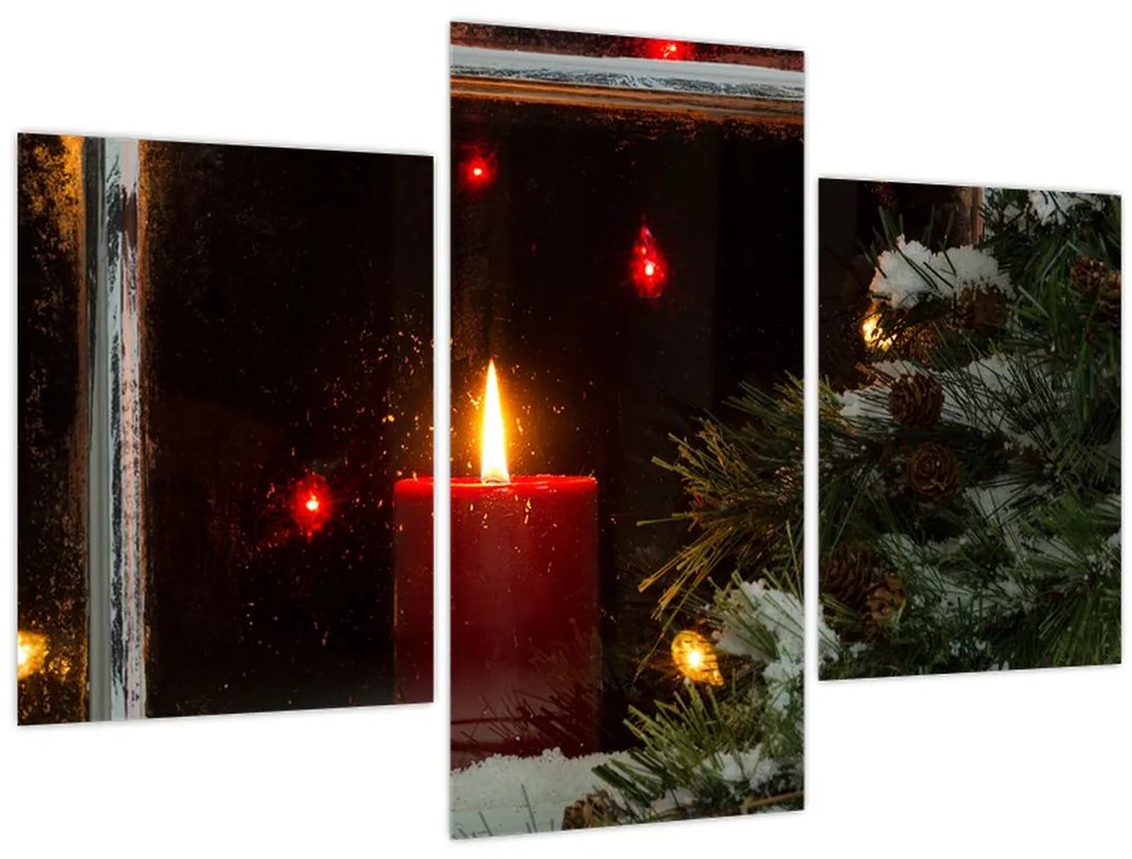 Tablou - Lumânare strălucitoare de Crăciun (90x60 cm)
