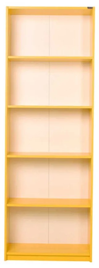 Biblioteca Adore Modern, 5 rafturi, Galben, 64x182x26 cm