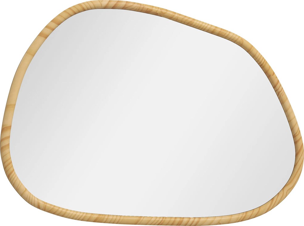 HOMCOM Oglindă Neregulară de Perete, Oglindă cu Cadru din Lemn, Oglindă Decorativă, 80x2.1x60 cm, Lemn Natural | Aosom Romania