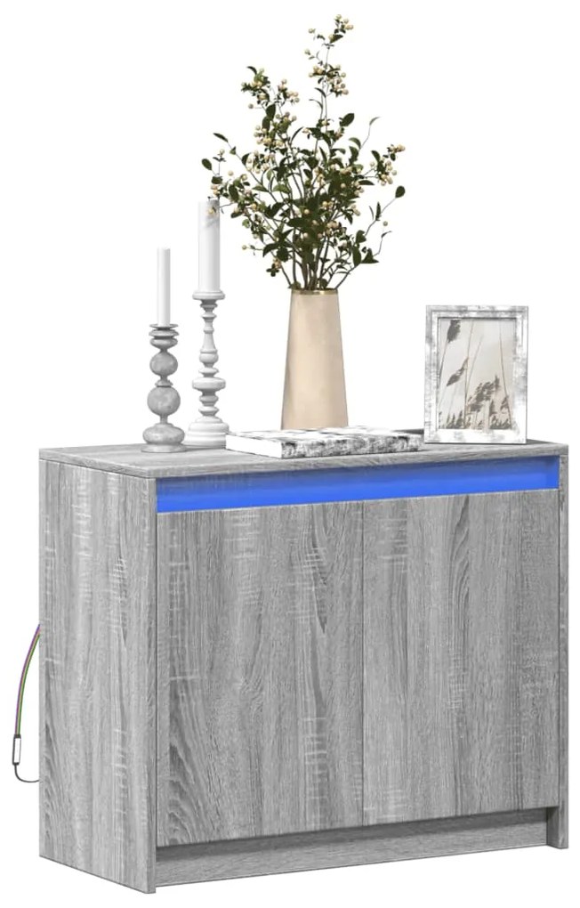vidaXL Dulap cu LED, gri sonoma, 72x34x61 cm, lemn prelucrat