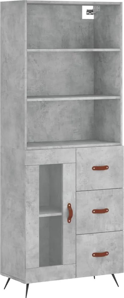 vidaXL Dulap înalt, gri beton, 69,5x34x180, lemn compozit