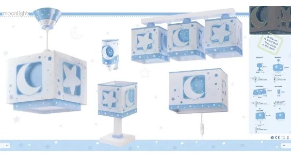 Plafonieră pentru copii Dalber 63233NT MOONLIGHT 3xE27/60W/230V