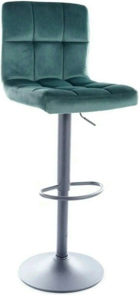 Scaun bar C105, verde/negru, stofa catifelata/metal, 42x39x96/117 cm