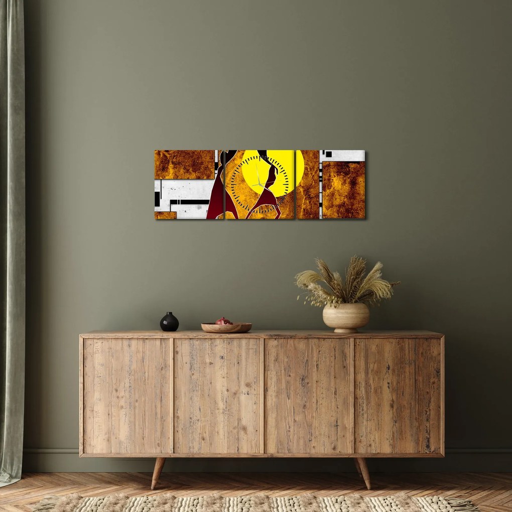 Tablou cu pictură epochală străveche (cu ceas) (90x30 cm)