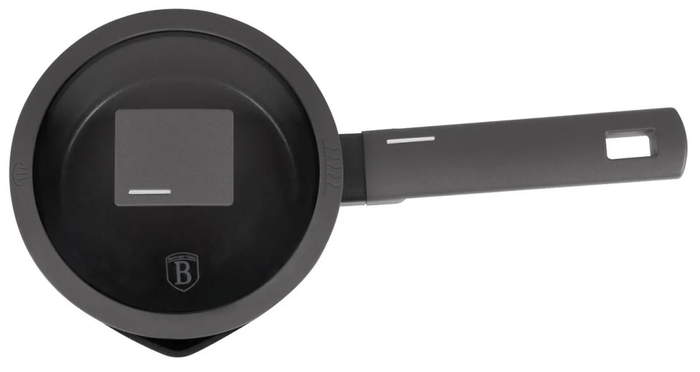 Oală pentru sos cu capac 16 cm, 1.2L – Berlinger Haus Anthracite Collection BH 8118, cu strat titan și design modern