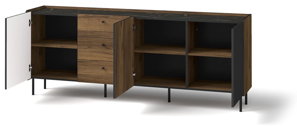 Comodă Phelan P6 (Nuc warmia + Negru). 1062536