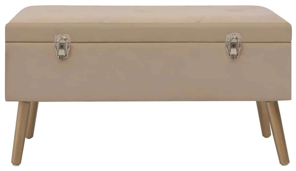 329933 vidaXL Bancă cu un compartiment de depozitare, bej, 80 cm, catifea