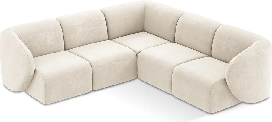 Colțar bej cu tapițerie din chenille Lani – Makamii