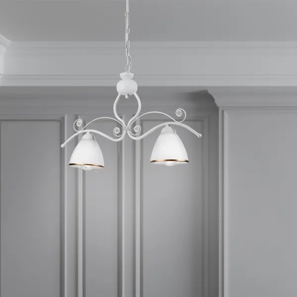 Lustră pe lanț RETRO 2xE27/60W/230V alb mat