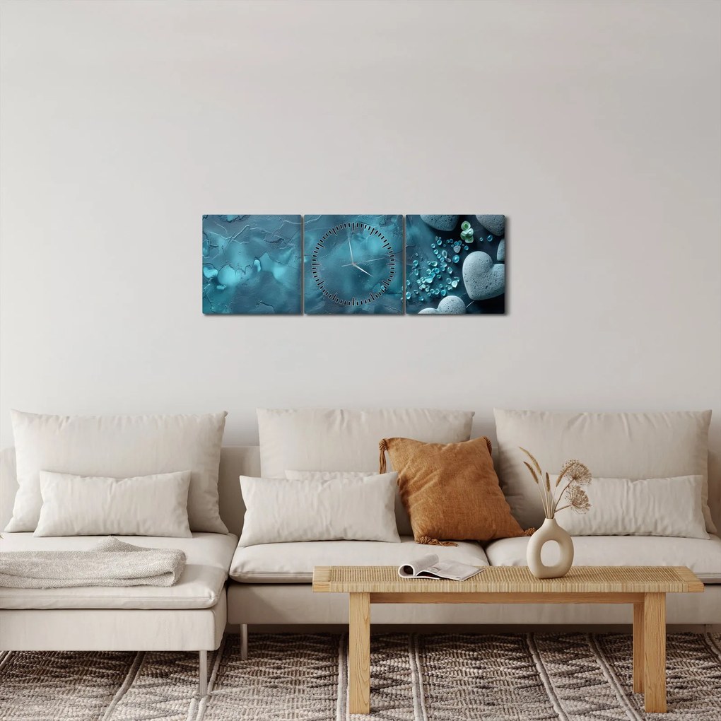 Tablou - Pietre în formă de inimă (cu ceas) (90x30 cm)