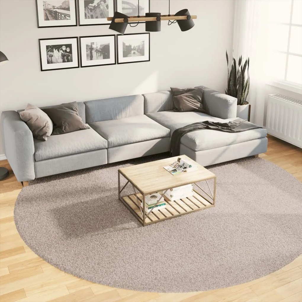 vidaXL Covor pufos &quot;PAMPLONA&quot; cu fire înalte, bej modern, Ø 280 cm