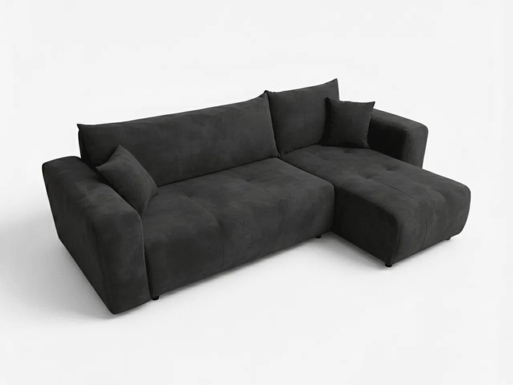 Canapea coltar extensibila neagra SORELA, reversibila + 2 perne gratis