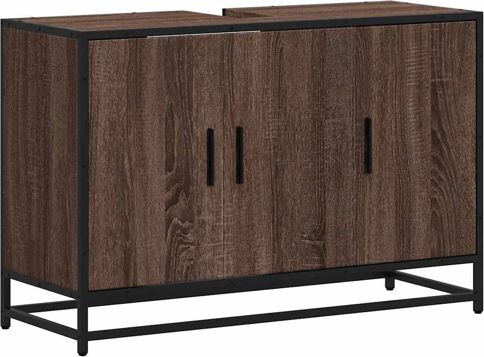 vidaXL Dulap pentru chiuvetă de baie stejar maro 90x33x60 cm lemn