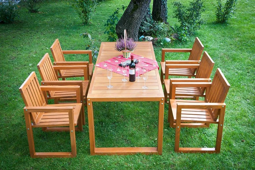 Set mobilier gradina Nizza, 200 cm, cires, 6 pers.