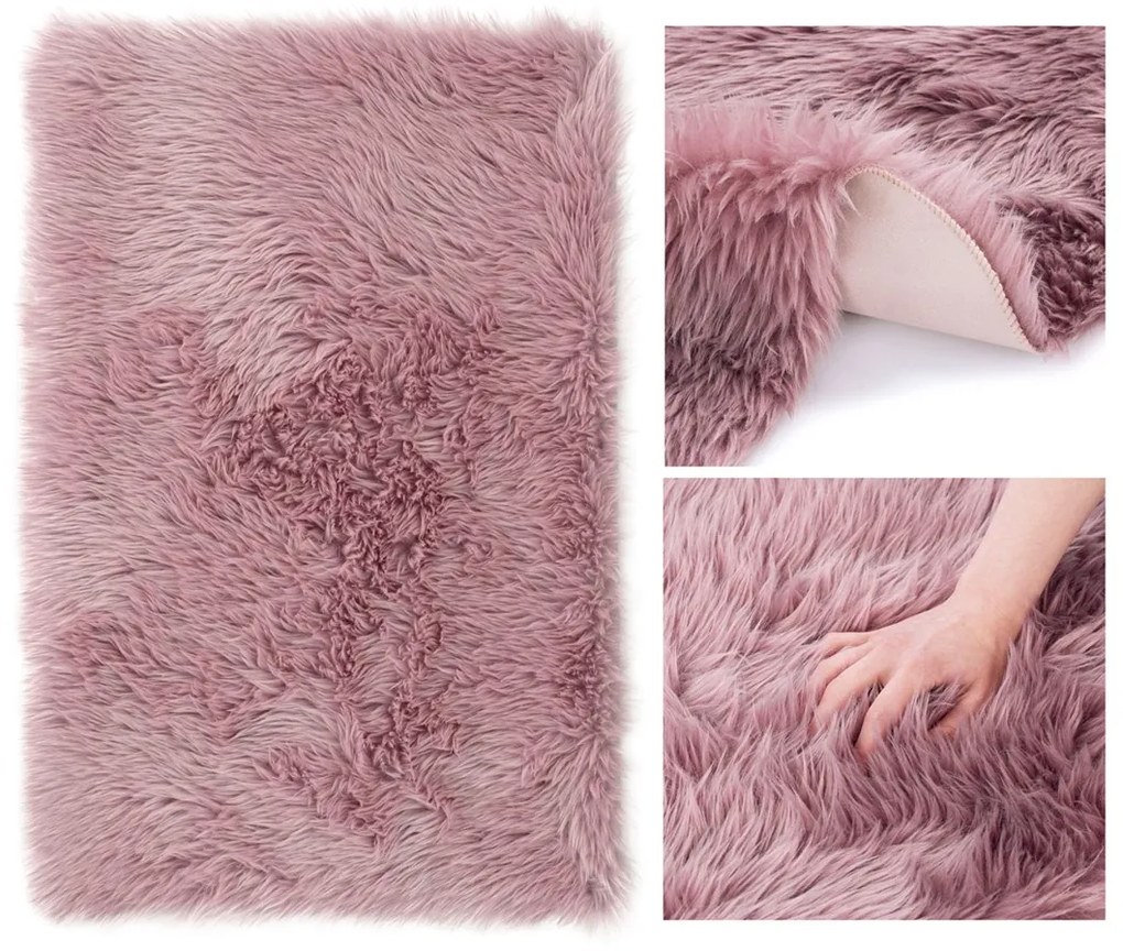Covor blana sintetica Culoare roz, DOKKA SHAGGY Dimensiuni: 50 x 150 cm
