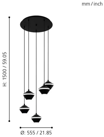 Eglo 98683 - Candelabru LED PERPIGO suspendat pe cablu, 5xGU10/5W/230V