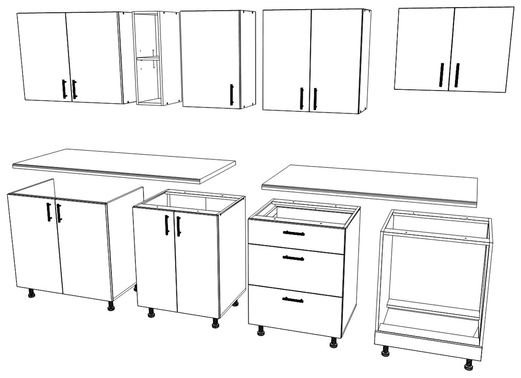 Set haaus V18, Stejar Sonoma Inchis/Alb, Blat Thermo 28 mm, L 260 cm