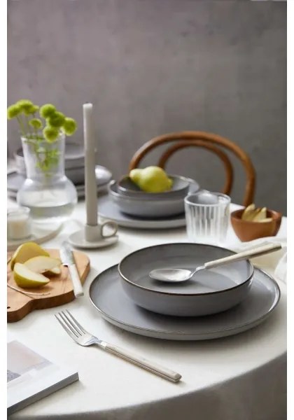 Set de veselă, 18 piese, porțelan, gri