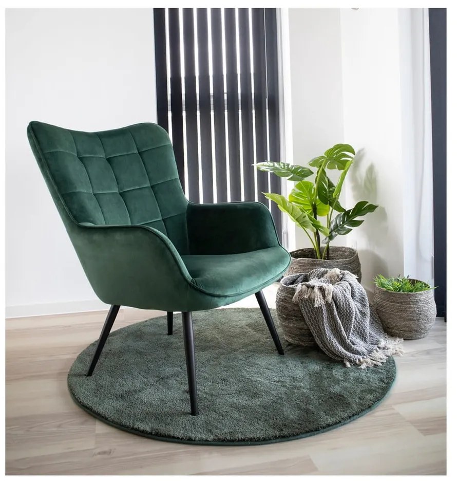 Fotoliu cu husă de catifea House Nordic Glasgow, verde