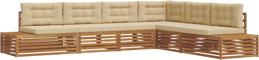 vidaXL Set de canapele de exterior cu pernă 6 Bucată Natural și Bej