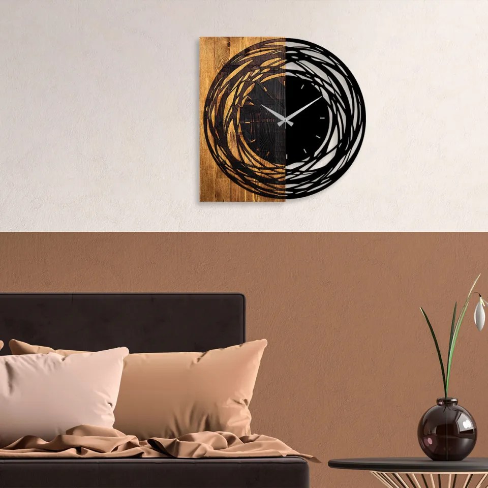Ceas Decorativ de Perete Wooden Clock 39, Lemn / Metal