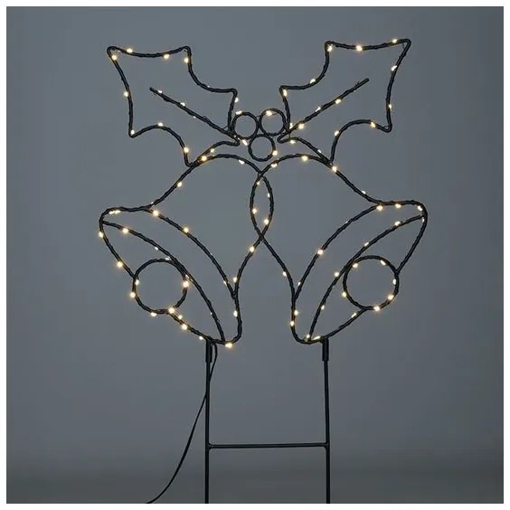 Solight 1V289 - Decorațiune LED de exterior pentru Crăciun, 100 LED/3xAA, IP44, lumină caldă, clopoței
