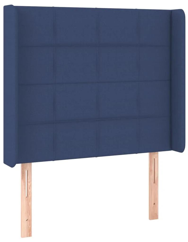 3119576 vidaXL Tăblie de pat cu aripioare, albastru, 103x16x118/128 cm, textil