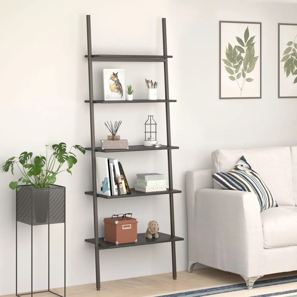 vidaXL Raft înclinat, cu 5 niveluri, negru, 64x34x185,5 cm