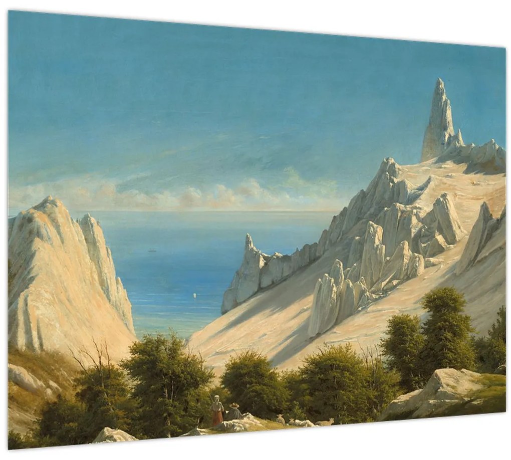 Tablou pe sticlă - Georg Emil Libert, View of Sommerspiret, the Cliffs of Møn, reproducere (70x50 cm)