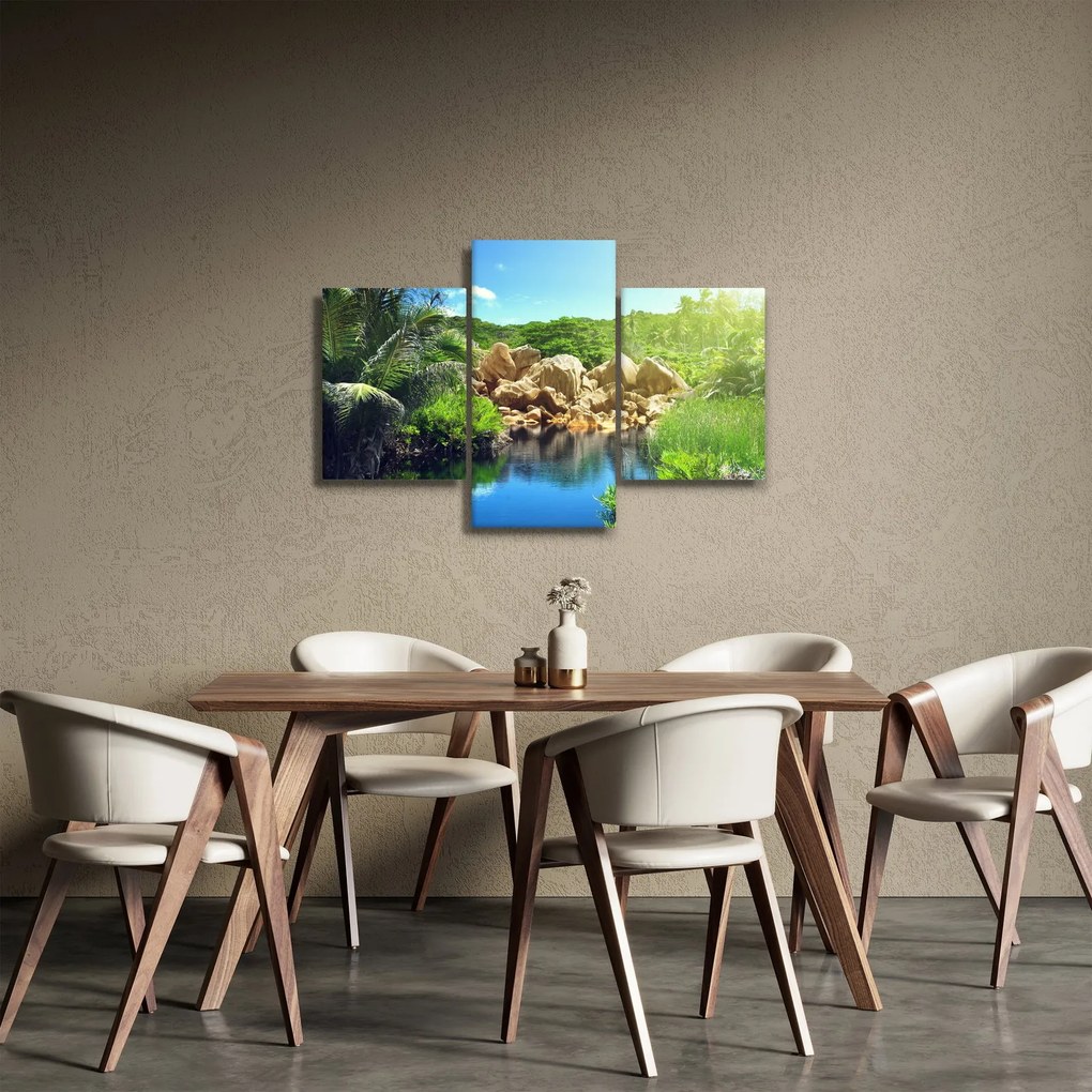 Tablou cu lac în jungla din Seychelles (90x60 cm)