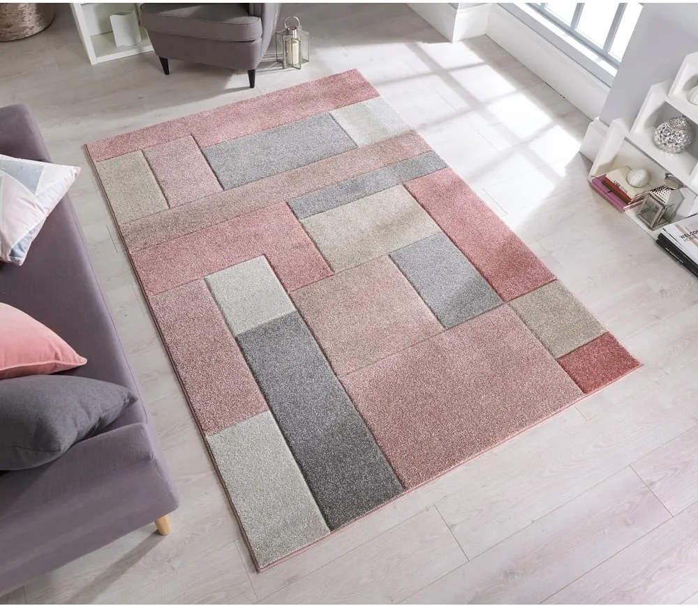 Covor Flair Rugs Cosmos, 120x170 cm, roz-gri