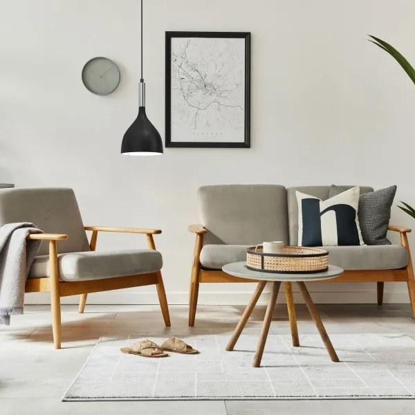 Lustră pe cablu NOAK 1xE27/60W/230V neagră/crom lucios