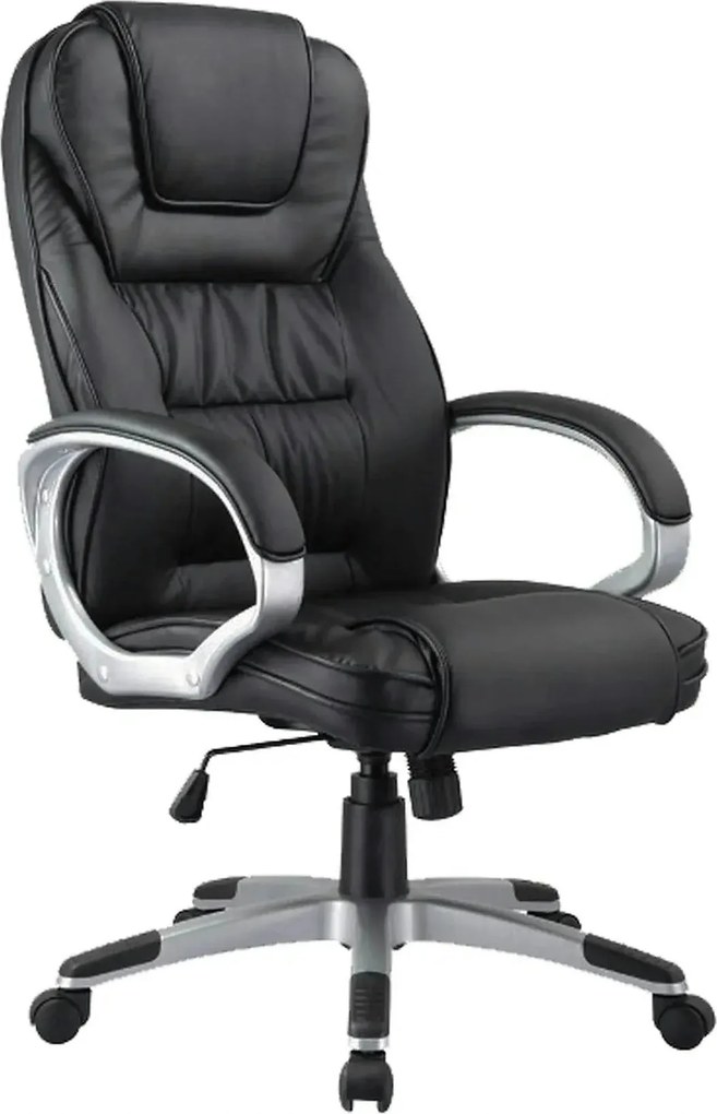 Scaun de birou Q-031, negru, piele ecologica, 64x48x112/120 cm