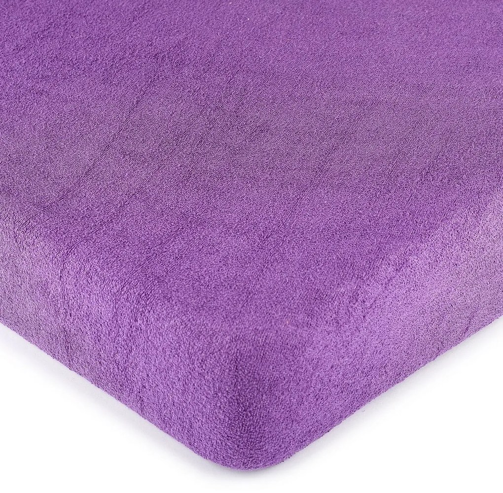 Cearșaf de pat 4Home, din bumbac frotir, violet, 90 x 200 cm, 90 x 200 cm