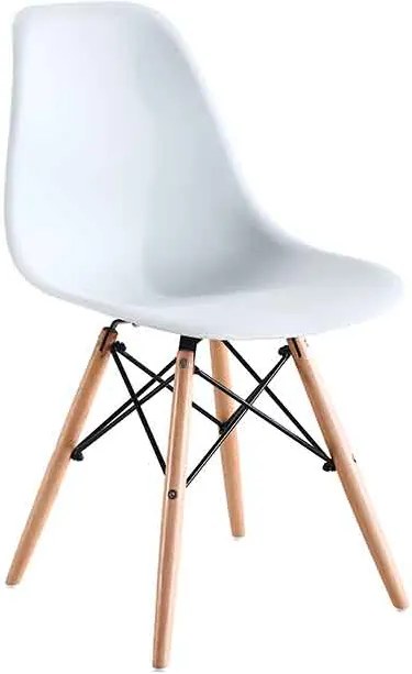 SET 4 SCAUNE ICE ALB,POLIPROPILENA,PICIOARE LEMN