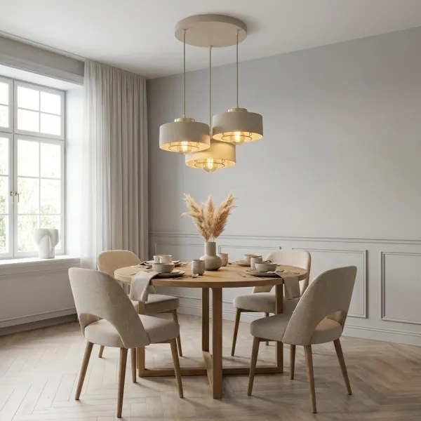 BRILAGI - Lustră suspendată pe cablu SPRING 3xE27/60W/230V bej/auriu